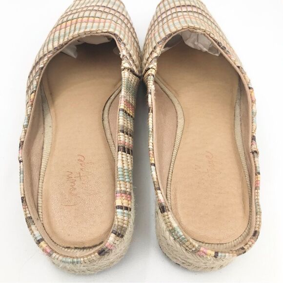 Crown Vintage LONARI Earth Tone Cream Stripe Closed Toe Espadrille Mule Shoes - Picture 10 of 13
